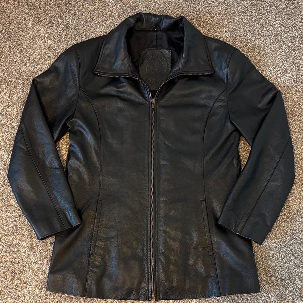 Etruscan Designs Women's Black Genuine Leather Jacket Size M